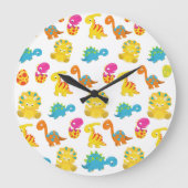 Niedliche Dinosaurier, Dinosaurier-Muster, Baby-Di Große Wanduhr (Vorderseite)