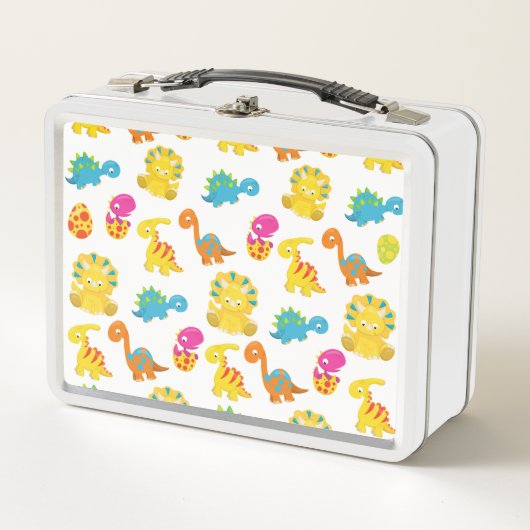 Niedliche Dinosaurier, Dinosaurier-Muster, Baby-Di Metall Brotdose (Vorderseite)