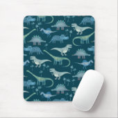 Niedliche Dinosaurier Dunkelgrünes Muster Mousepad (Mit Mouse)