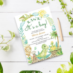 Niedliche Dinosaurier Ei Aquarell Kinderdusche Einladung