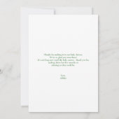 Niedliche Dinosaurier Ei Green Watercolor Babydusc Dankeskarte (Rückseite)