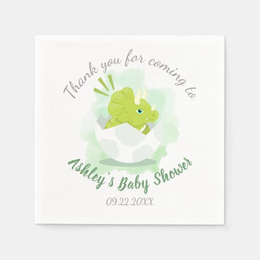 Niedliche Dinosaurier Ei Green Watercolor Babydusc Serviette (Vorderseite)