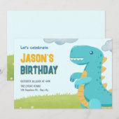 Niedliche Dinosaurier Einladung (Vorne/Hinten)