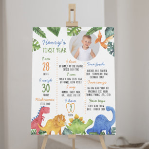 Niedliche Dinosaurier Erste Geburtstags-Milestone- Poster