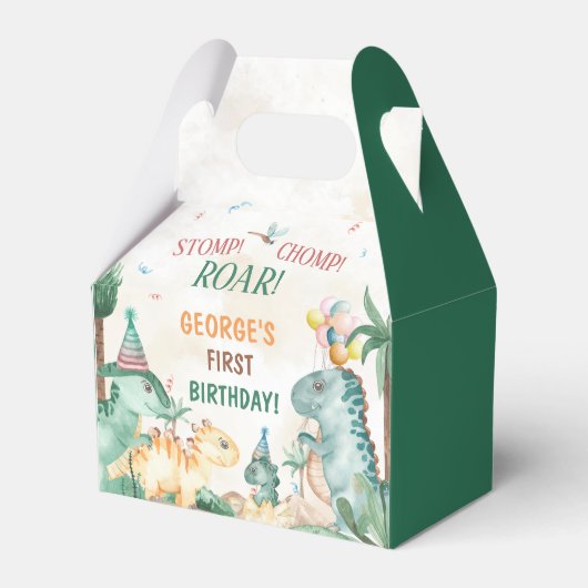 Niedliche Dinosaurier Erste Geburtstagsparty Geschenkschachtel (Vorderseite)