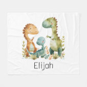 Niedliche Dinosaurier Familie Personalisierte Kind Fleecedecke (Vorderseite (Horizontal))