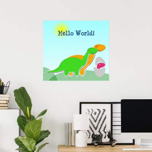 Niedliche Dinosaurier Familie Pink Dino Eierposter Poster (Heimbüro)