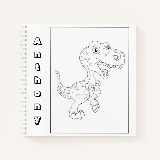 Niedliche Dinosaurier Farbe Ihre eigene Namenskizz Notizblock (Vorderseite)