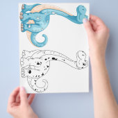 Niedliche Dinosaurier-Farbseite Flyer (Hand)