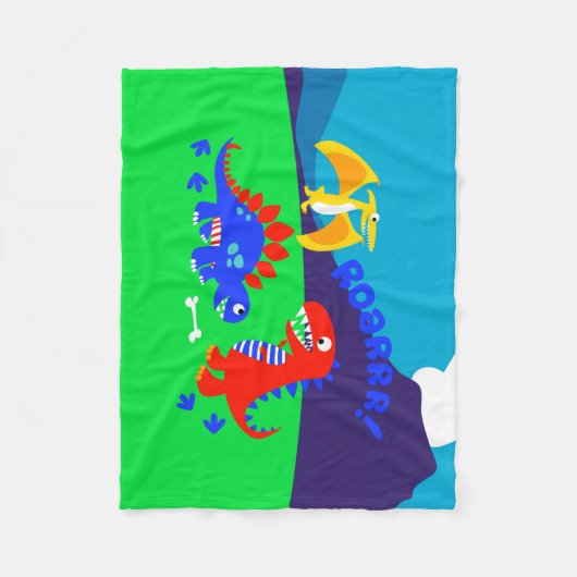 Niedliche Dinosaurier Fleecedecke (Vorderseite)