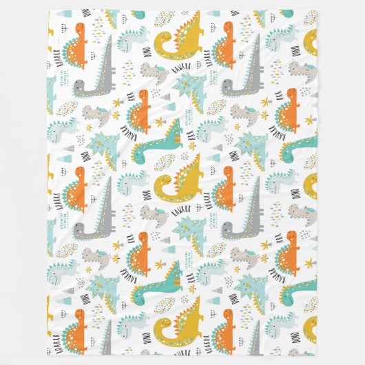 Niedliche Dinosaurier Fleecedecke (Vorderseite)