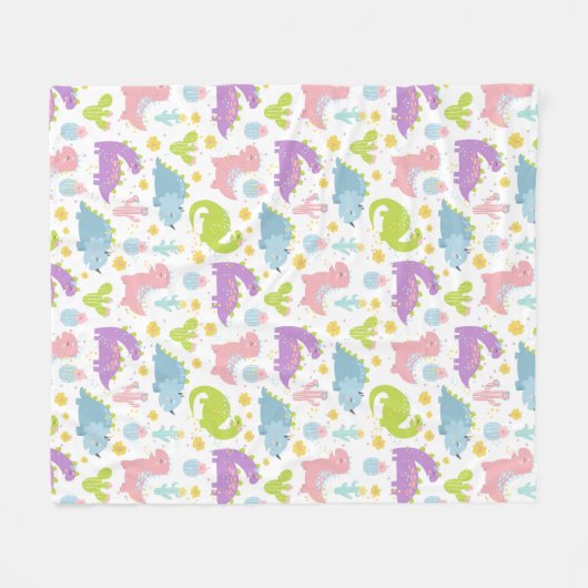 Niedliche Dinosaurier Fleecedecke (Vorderseite (Horizontal))
