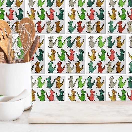 Niedliche Dinosaurier Fliese