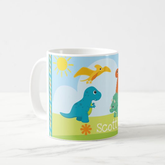 Niedliche Dinosaurier-Freunde Kinder Kaffeetasse (Vorderseite Links)