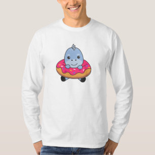 Niedliche Dinosaurier Funny Animes in Donut Pink T-Shirt