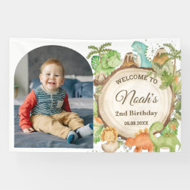 Niedliche Dinosaurier Geburtstag Begrüßung Foto Hi Banner