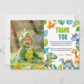 Niedliche Dinosaurier Geburtstag Foto Danke Karte (Vorderseite)