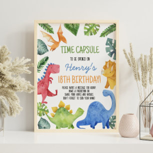 Niedliche Dinosaurier Geburtstag Zeitkapsel Zeiche Poster