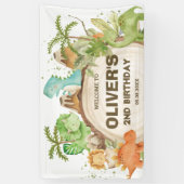 Niedliche Dinosaurier Geburtstagsdusche Hintergrun Banner (Vertikal)