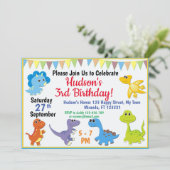 Niedliche Dinosaurier-Geburtstagseinladung Einladung (Stehend Vorderseite)