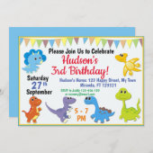 Niedliche Dinosaurier-Geburtstagseinladung Einladung (Vorne/Hinten)
