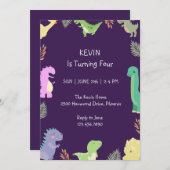 Niedliche Dinosaurier Geburtstagseinladung Einladung (Vorne/Hinten)