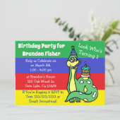 Niedliche Dinosaurier Geburtstagseinladungen Einladung (Stehend Vorderseite)