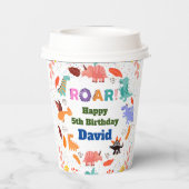 Niedliche Dinosaurier-Geburtstagsfeier Pappbecher (Rückseite)
