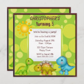 Niedliche Dinosaurier Geburtstagspartei Einladung (Vorne/Hinten)