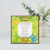 Niedliche Dinosaurier Geburtstagspartei Einladung (Stehend Vorderseite)