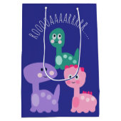 Niedliche Dinosaurier Geburtstagsparty Bunte Mittlere Geschenktüte (Rückseite)