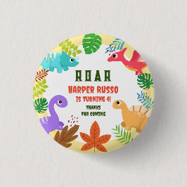 Niedliche Dinosaurier-Geburtstagsparty Button