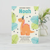 Niedliche Dinosaurier Geburtstagsparty Einladung (Stehend Vorderseite)