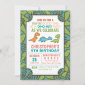 Niedliche Dinosaurier Geburtstagsparty Einladung (Vorderseite)