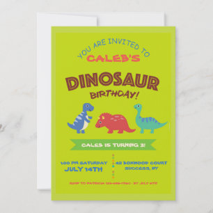 Niedliche Dinosaurier Geburtstagsparty Einladung