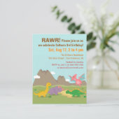 Niedliche Dinosaurier Geburtstagsparty Einladung (Stehend Vorderseite)