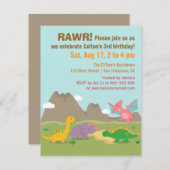 Niedliche Dinosaurier Geburtstagsparty Einladung (Vorne/Hinten)