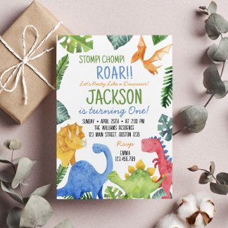 Niedliche Dinosaurier Geburtstagsparty Einladung