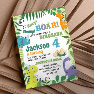 Niedliche Dinosaurier Geburtstagsparty Einladung