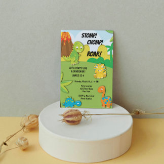 Niedliche Dinosaurier Geburtstagsparty Einladung