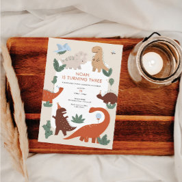 Niedliche Dinosaurier Geburtstagsparty Einladung