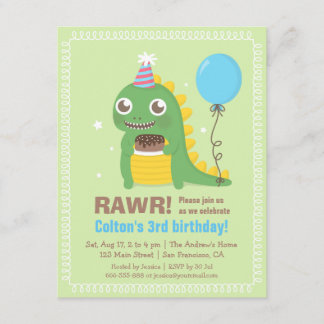 Niedliche Dinosaurier Geburtstagsparty Einladungen