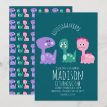 Niedliche Dinosaurier Geburtstagsparty farbenfrohe