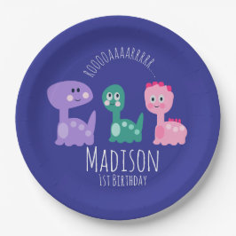 Niedliche Dinosaurier Geburtstagsparty farbenfrohe Pappteller