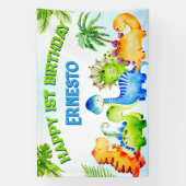 Niedliche Dinosaurier Geburtstagsparty personalisi Banner (Vertikal)