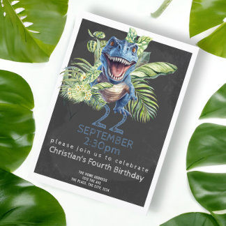Niedliche Dinosaurier Geburtstagsparty Personalisi Einladung