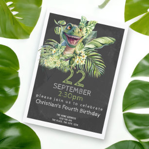Niedliche Dinosaurier Geburtstagsparty Personalisi Einladung