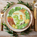 Niedliche Dinosaurier Geburtstagsparty personalisi Pappteller<br><div class="desc">Niedliche Dinosaurier Geburtstagsparty personalisiert Party Teller mit niedlichen Dinosaurier Vulkan ,  für kleinere Kinder Geburtstagsparty personalisiert Tischdekoration</div>