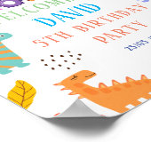 Niedliche Dinosaurier-Geburtstagsparty Poster (Ecke)
