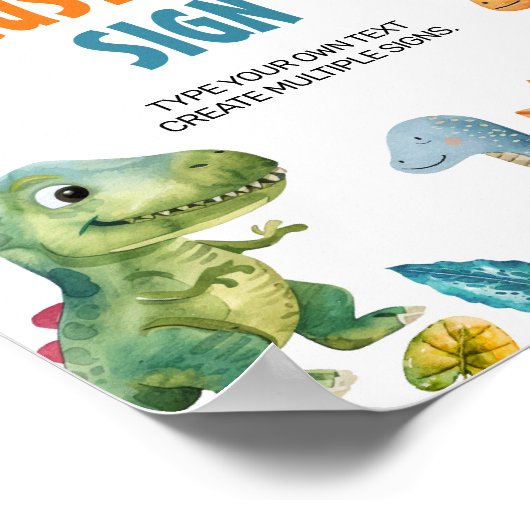 Niedliche Dinosaurier Geburtstagsparty Poster (Ecke)